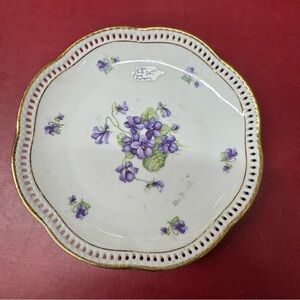 Schumann Arzberg Reticulated Dessert/Salad Plate Gold Trim Vintage 1950s